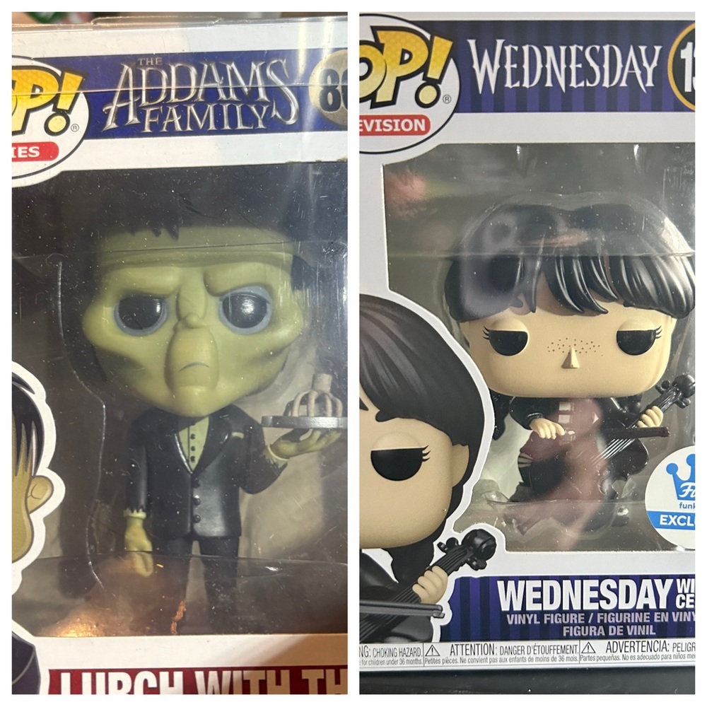 Funko Pop! Set The Addams Family Lurch w thing and Wednesday Vinyl Figures